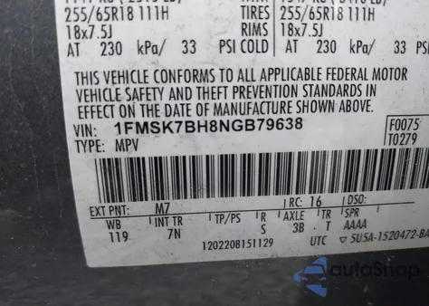 2022 Ford Explorer from USA, damaged, VIN 1FMSK7BH8NGB79638